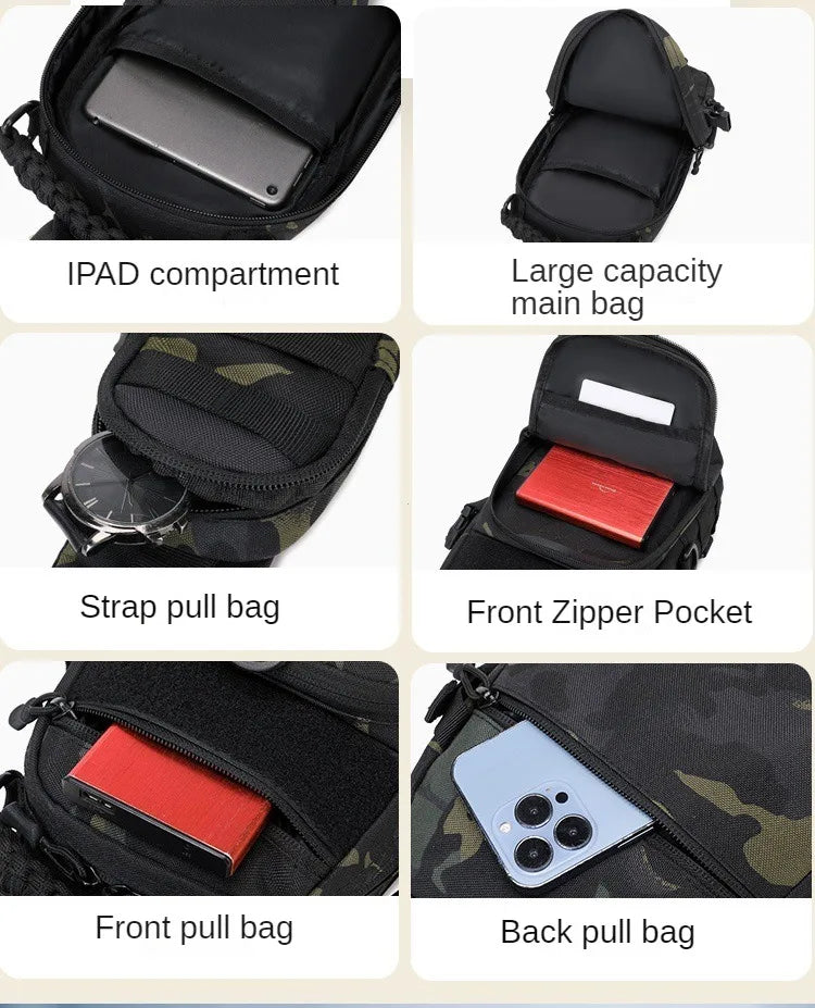 Camping Chest Bag Tactical Backpack for Men Sports Shoulder Outdoor Hiking Climbing Cycling Fishing MOLLE Sling EDC Fanny Pack